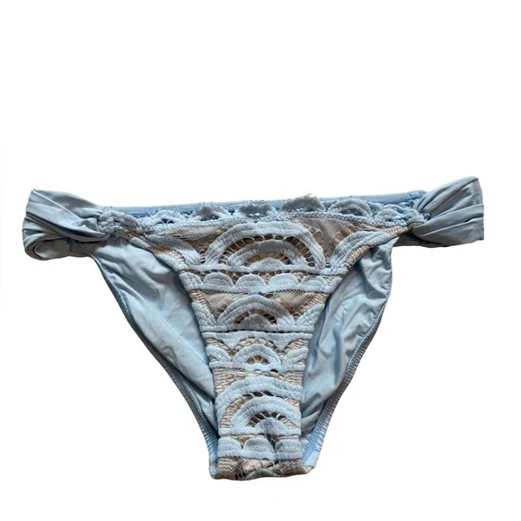 Pilyq Pebble Blue Lace Fanned Full Bikini Bottom - Picture 3 of 11